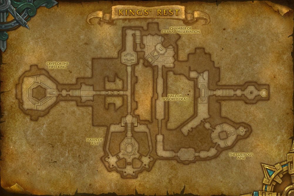 Kings' Rest map with 4 boss locations