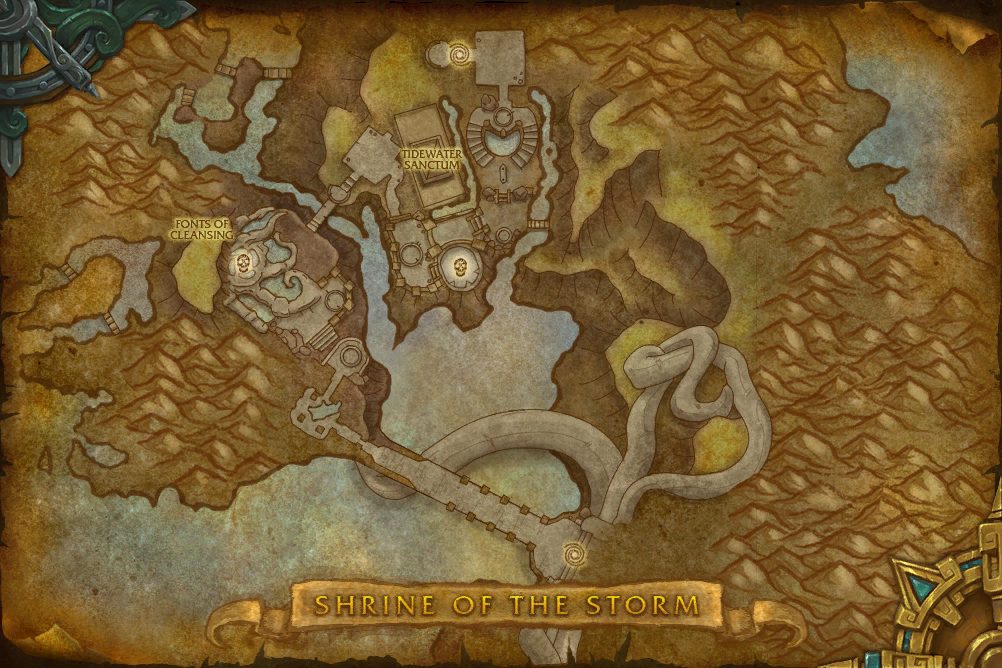 Shrine of the Storm map with 2 boss locations
