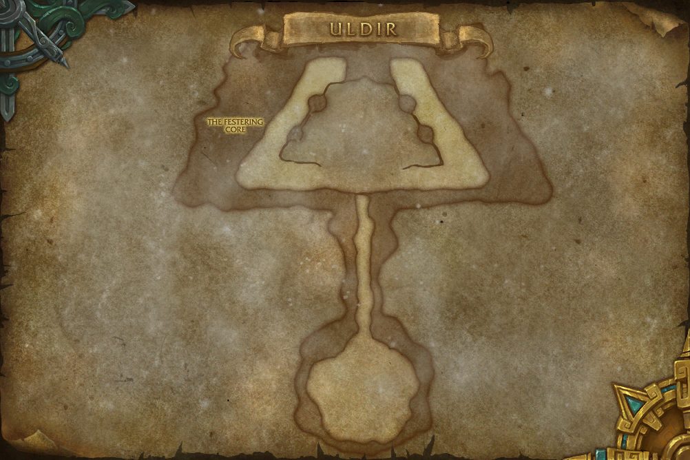 Uldir map with 2 boss locations
