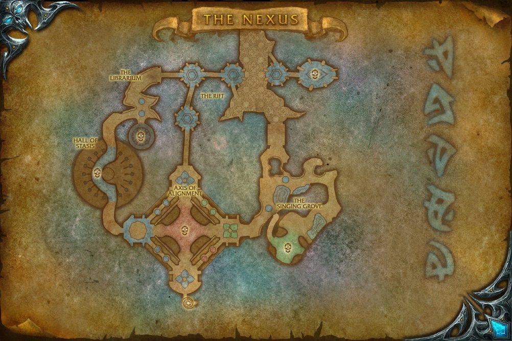 The Nexus map with 6 boss locations