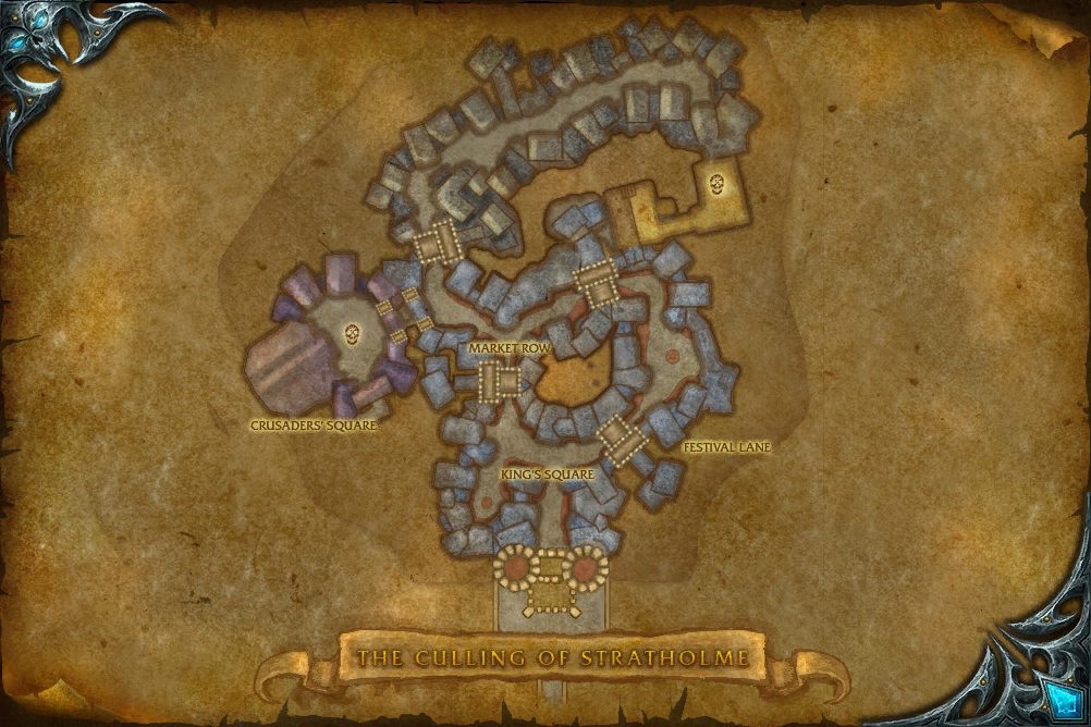 The Culling of Stratholme map with 4 boss locations