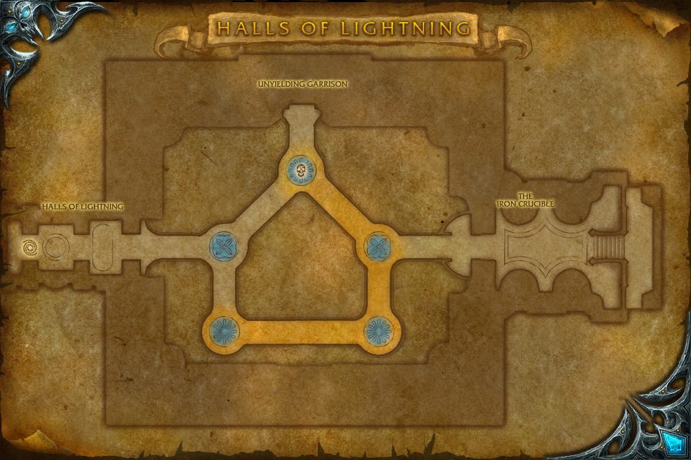 Halls of Lightning map with 1 boss location