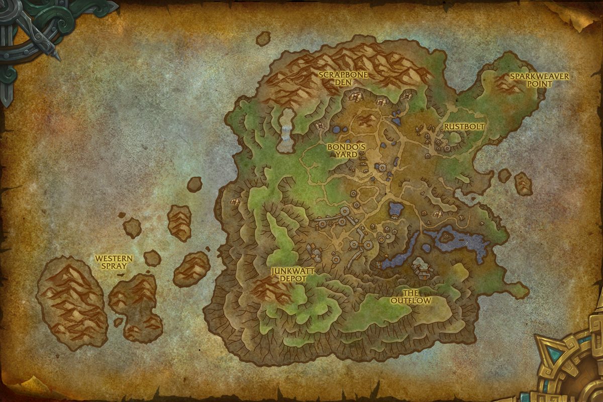 Mechagon map with 4 boss locations