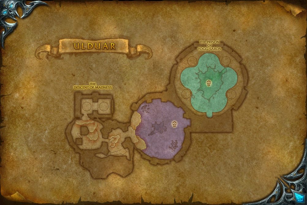 Ulduar map with 2 boss locations