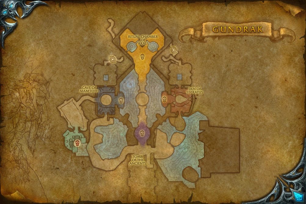 Gundrak map with 5 boss locations