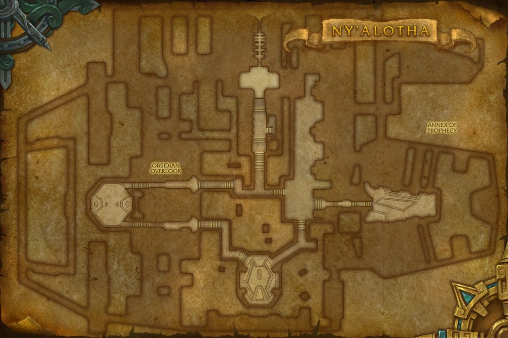 Ny'alotha map with 3 boss locations