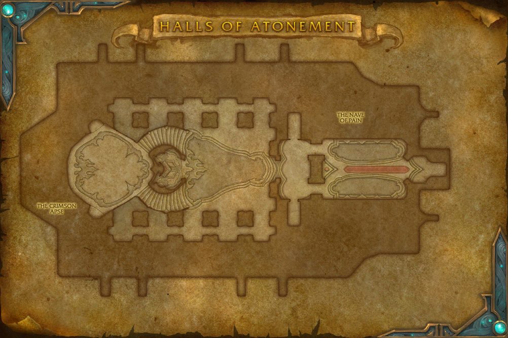 Halls of Atonement map with 1 boss location