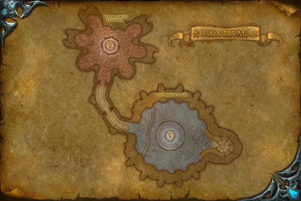Naxxramas map with 2 boss locations