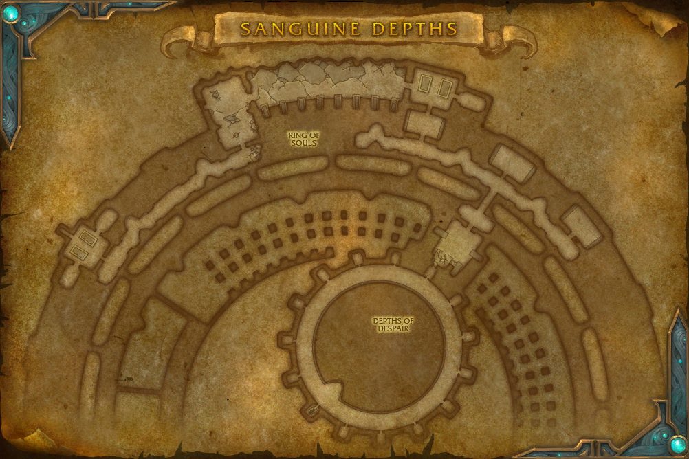 Sanguine Depths map with 2 boss locations