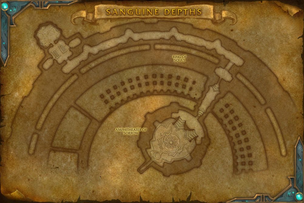 Sanguine Depths map with 2 boss locations