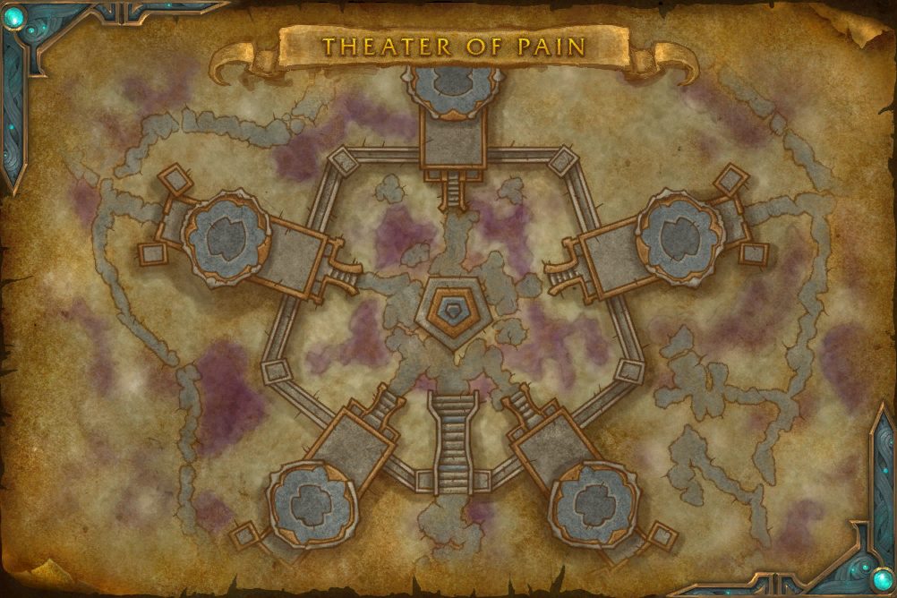 Theater of Pain map with 2 boss locations