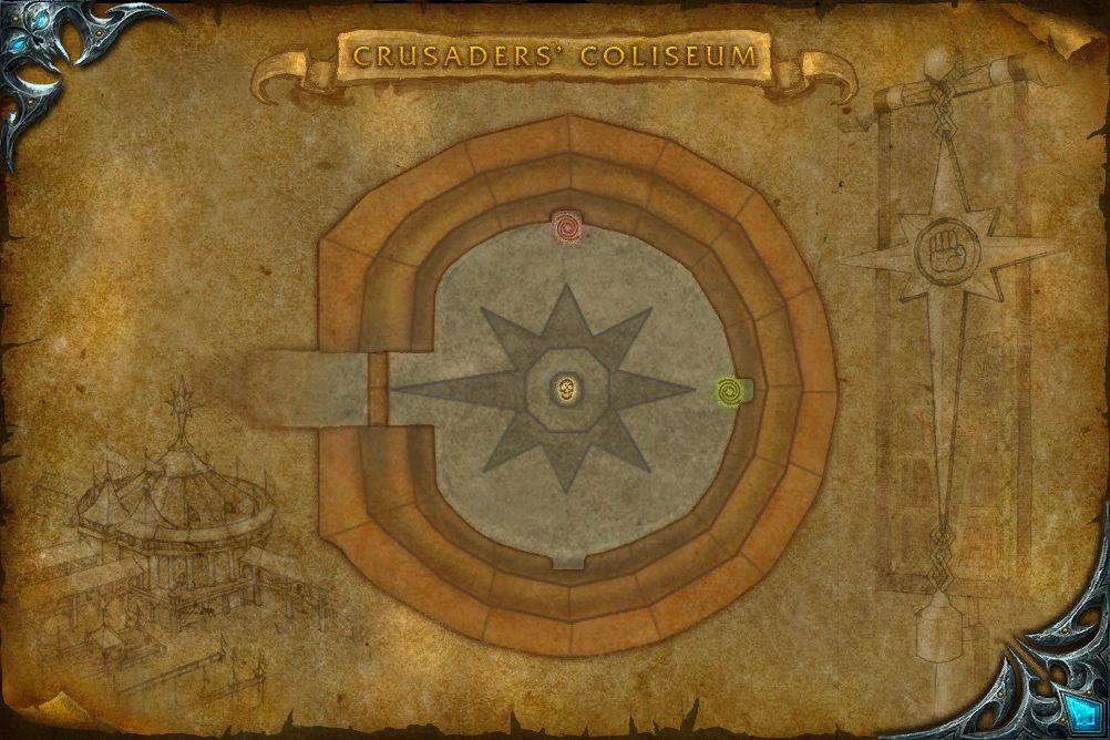 Trial of the Champion map with 4 boss locations