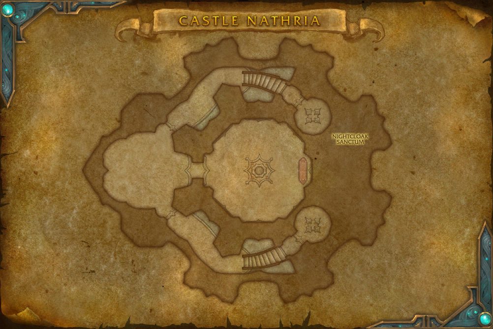 Castle Nathria map with 2 boss locations