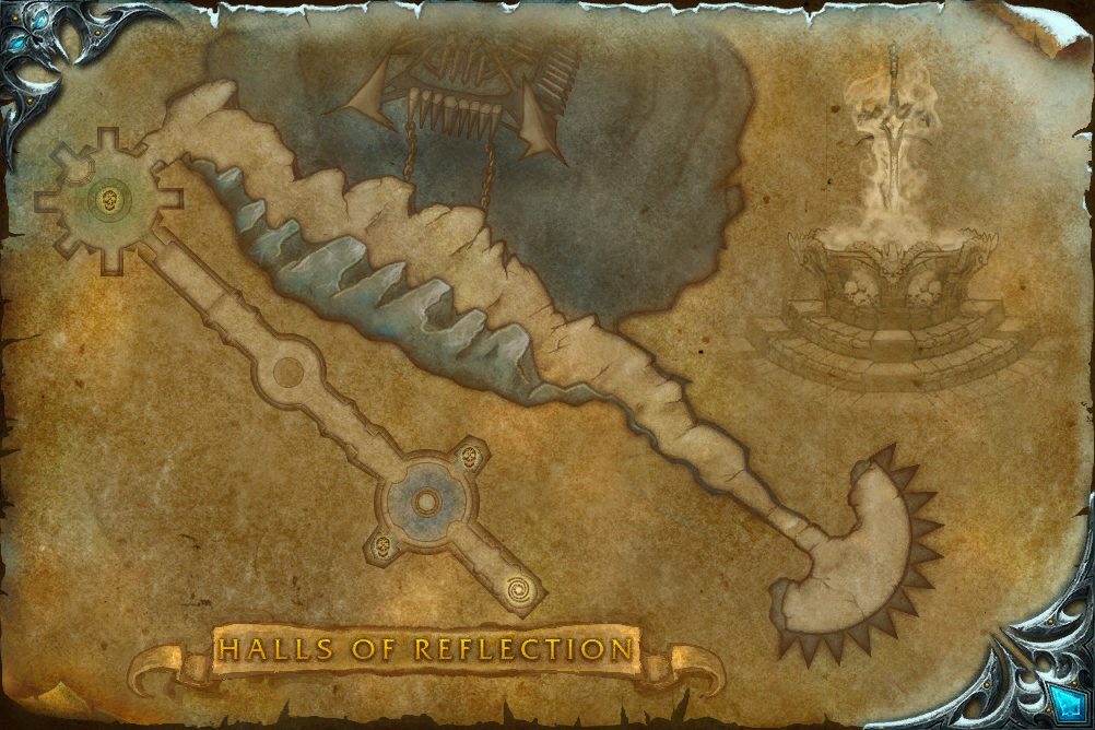 Halls of Reflection map with 3 boss locations