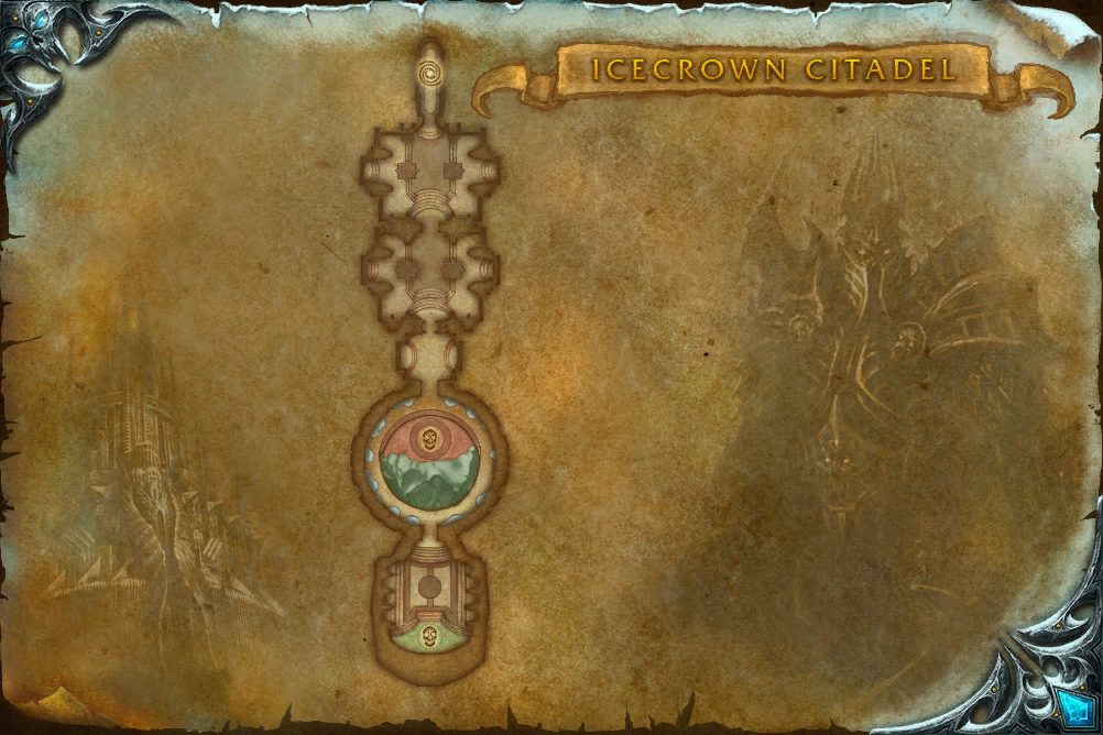 Icecrown Citadel map with 2 boss locations