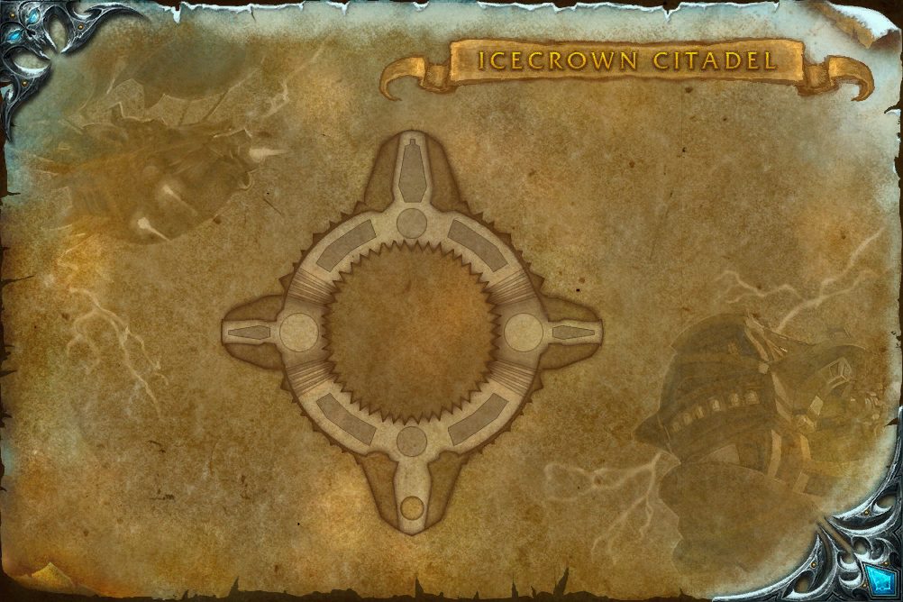 Icecrown Citadel map with 2 boss locations