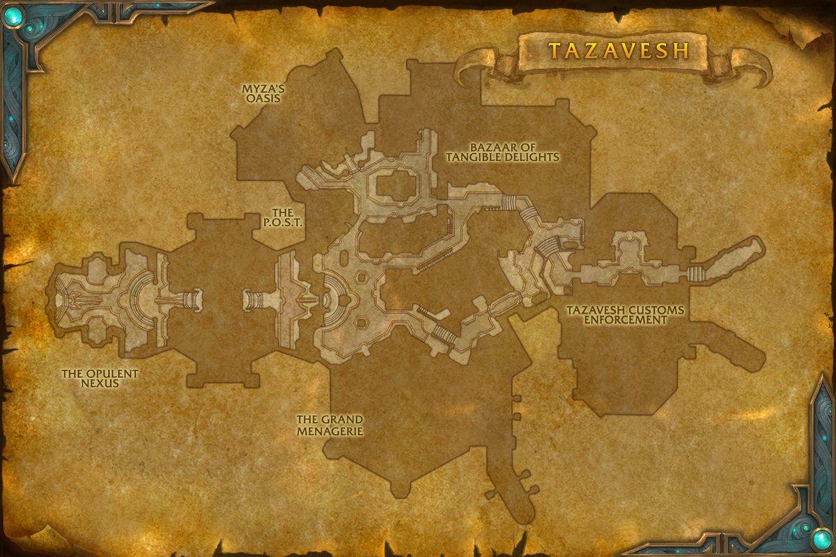 Tazavesh, the Veiled Market map with 6 boss locations