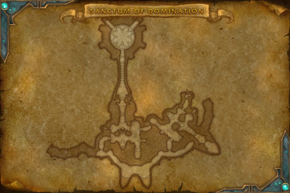 Sanctum of Domination map with 2 boss locations