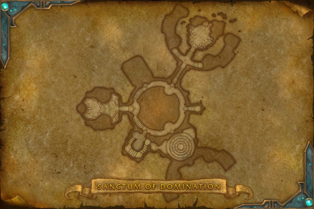 Sanctum of Domination map with 3 boss locations