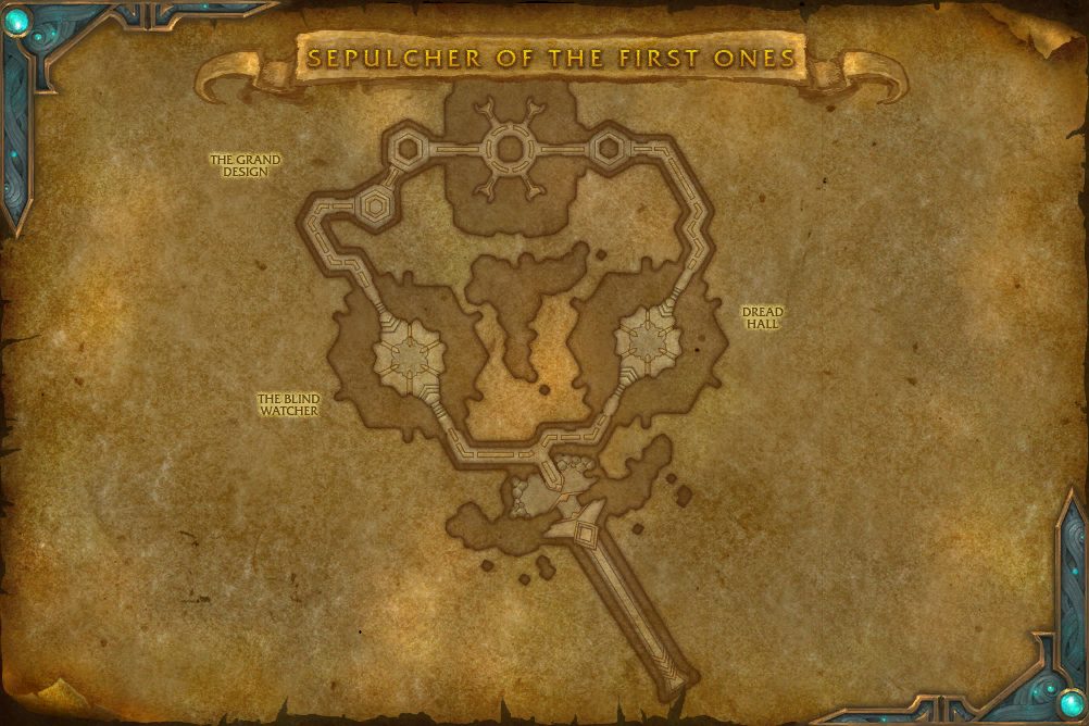 Sepulcher of the First Ones map with 2 boss locations