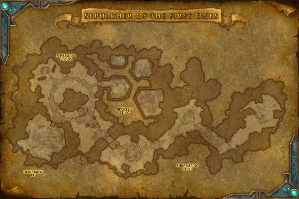 Sepulcher of the First Ones map with 3 boss locations