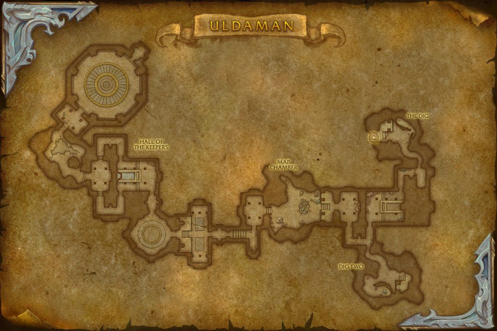 Uldaman: Legacy of Tyr map with 4 boss locations