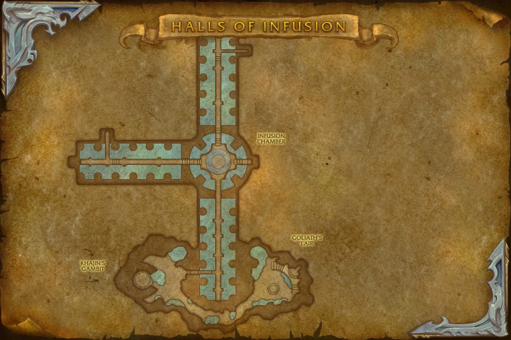 Halls Of Infusion map with 3 boss locations