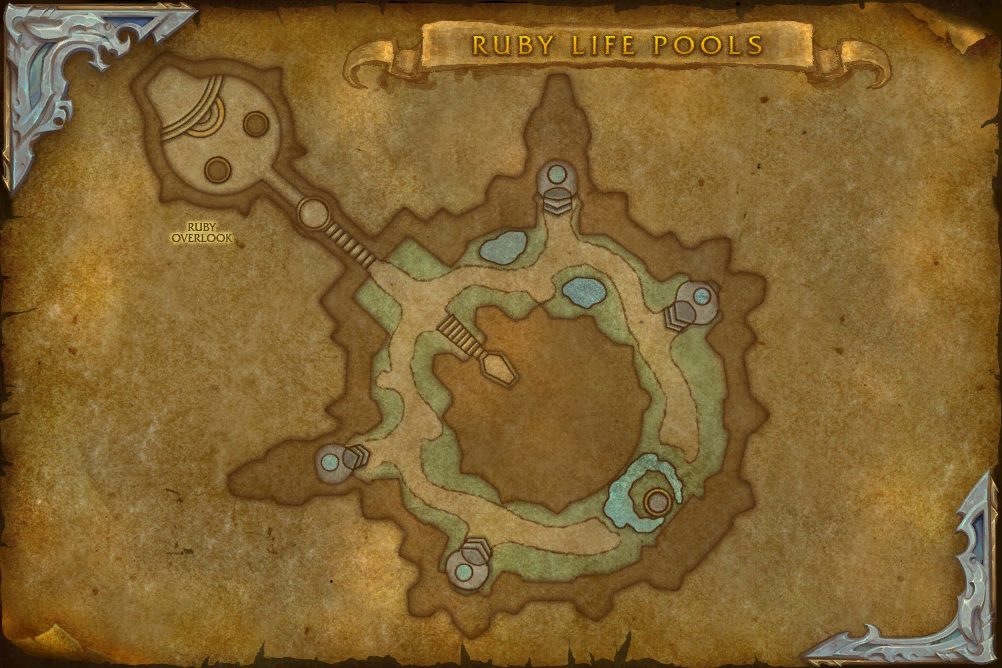 Ruby Life Pools map with 2 boss locations