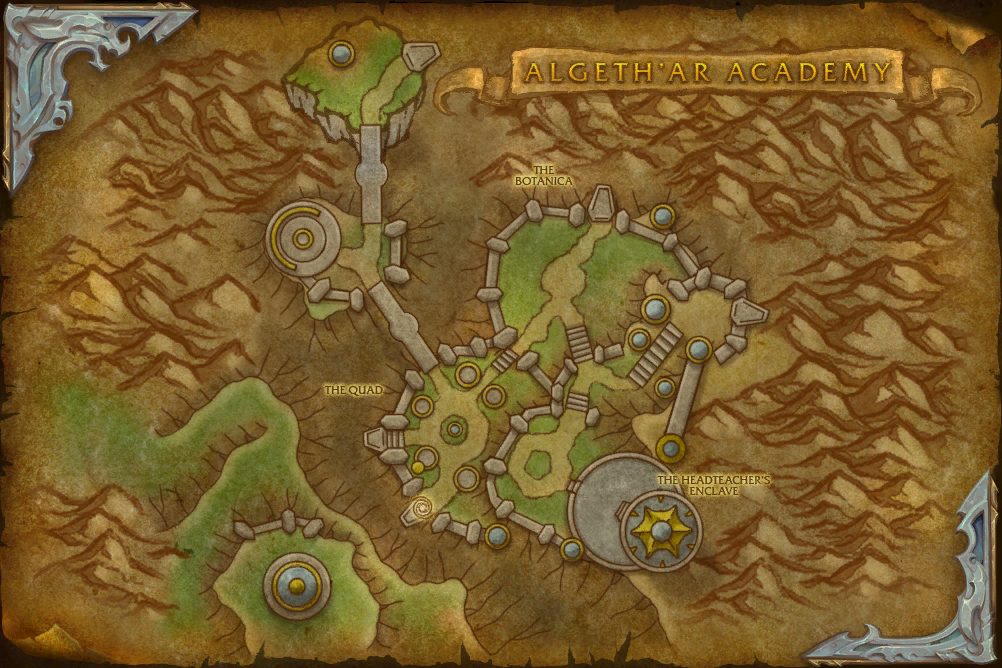 Algeth'ar Academy map with 2 boss locations