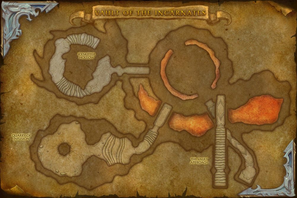 Vault of the Incarnates map with 2 boss locations