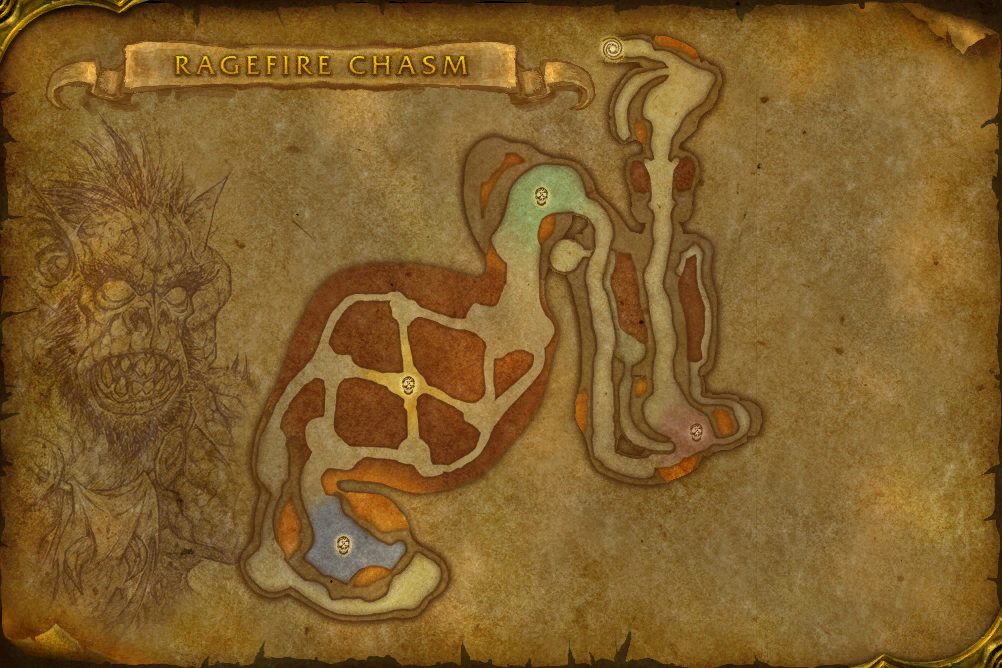 Ragefire Chasm map with 4 boss locations