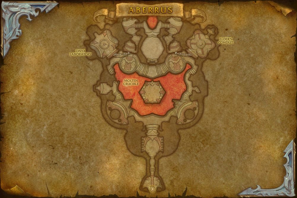 Aberrus, the Shadowed Crucible map with 5 boss locations