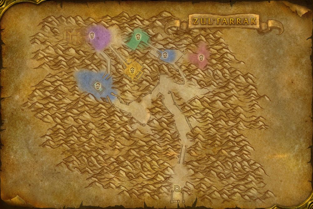 Zul'Farrak map with 7 boss locations