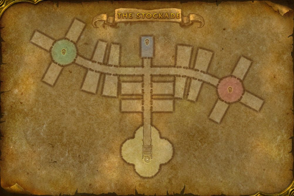 The Stockade map with 3 boss locations