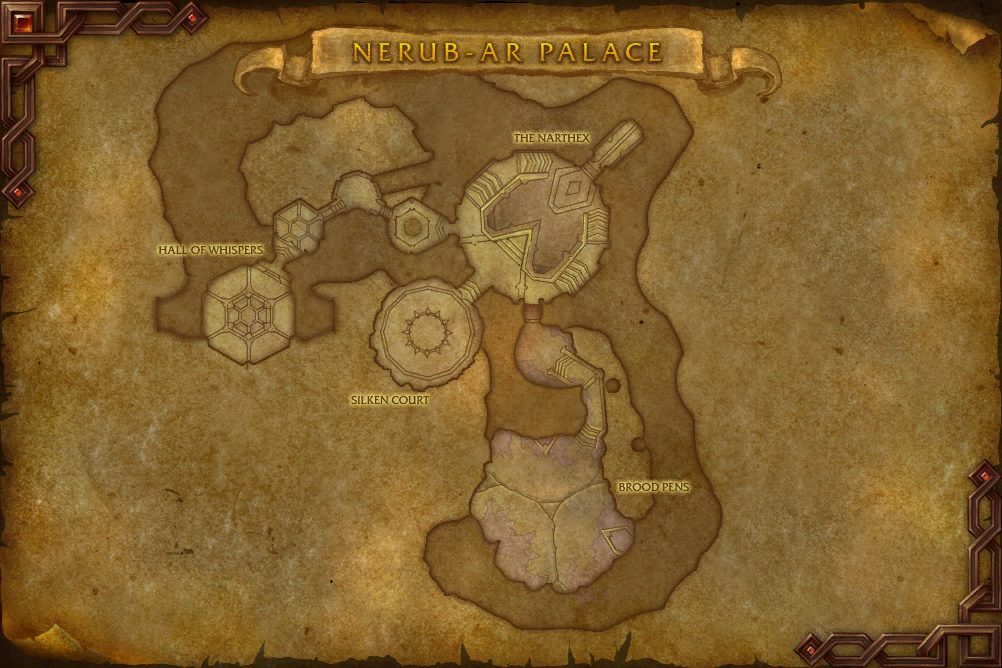 Nerub-ar Palace map with 3 boss locations