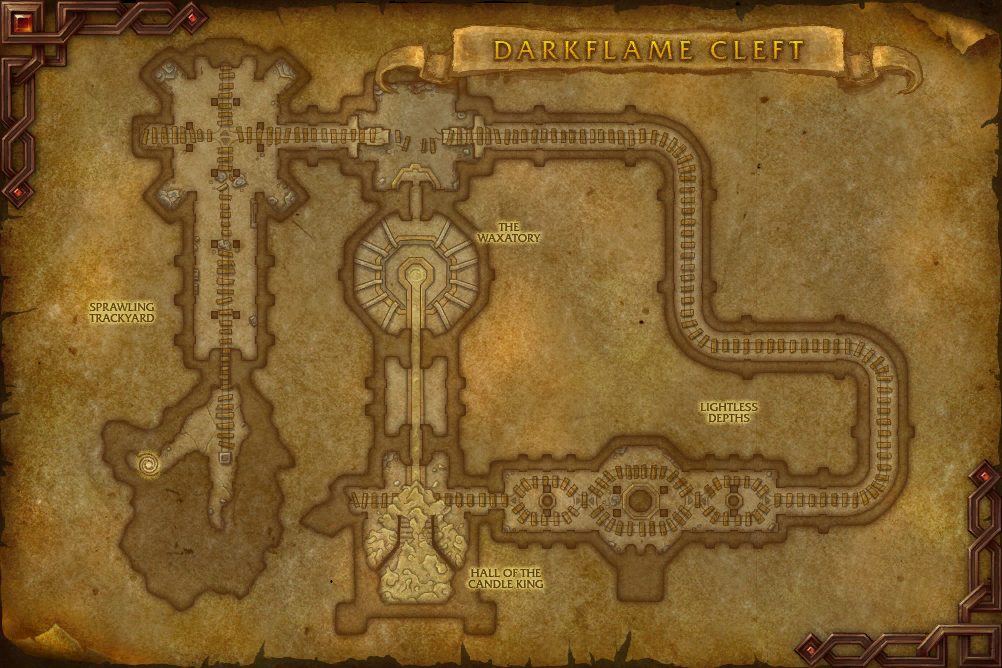 Darkflame Cleft map with 4 boss locations