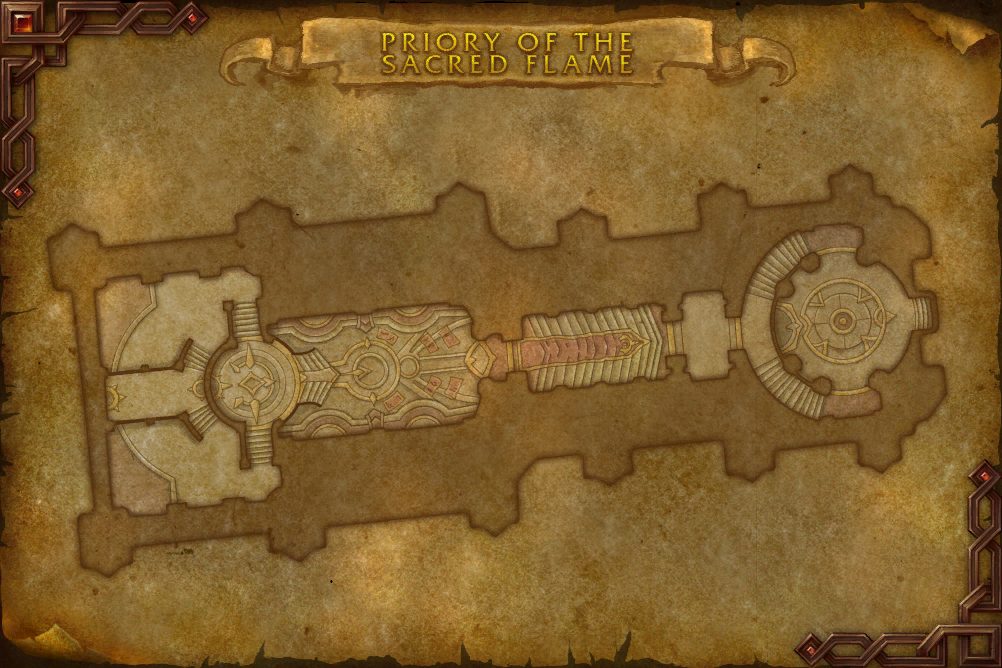 Priory of the Sacred Flame map with 2 boss locations