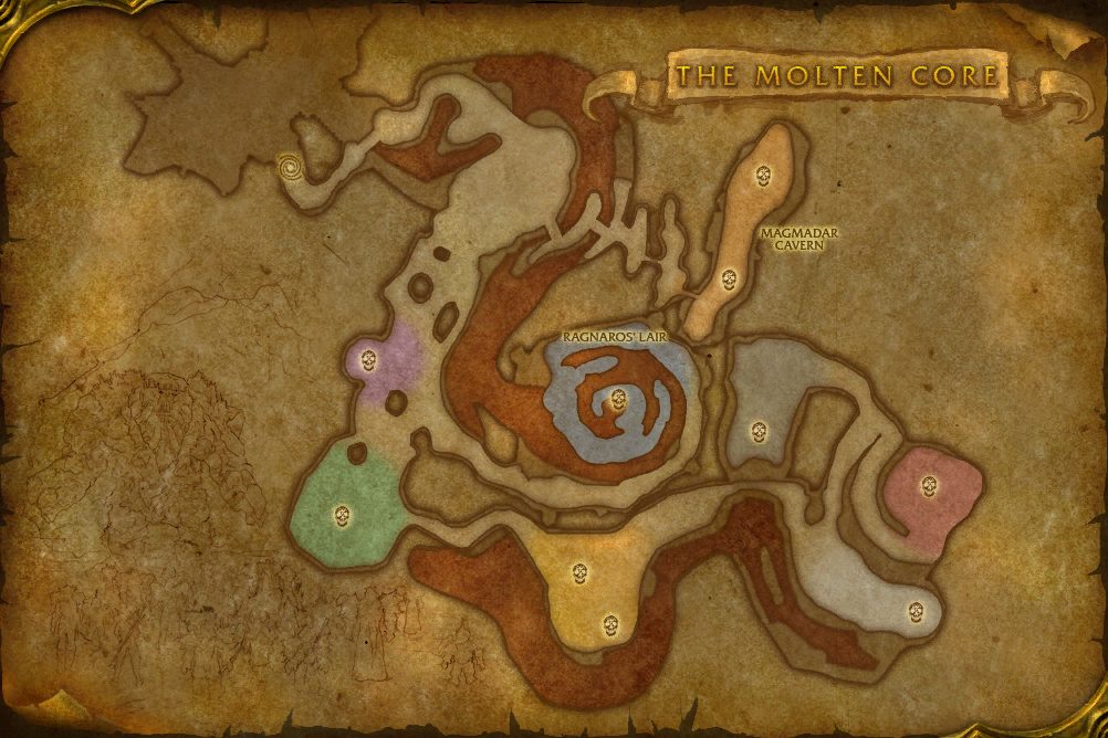 Molten Core map with 10 boss locations