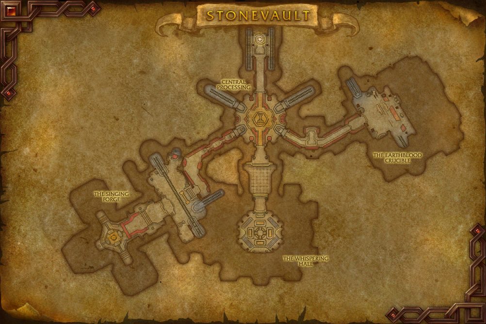 The Stonevault map with 4 boss locations
