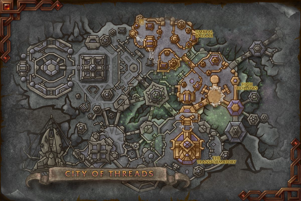 City of Threads map with 2 boss locations