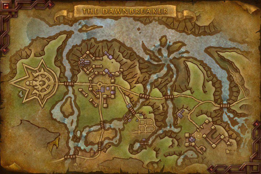 The Dawnbreaker map with 3 boss locations