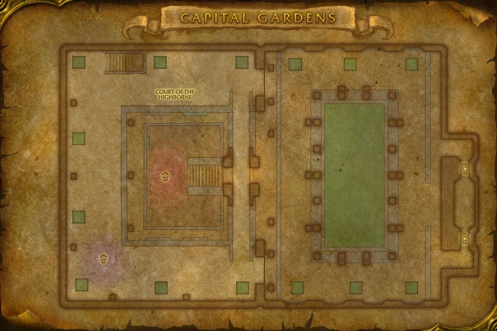 Dire Maul map with 2 boss locations