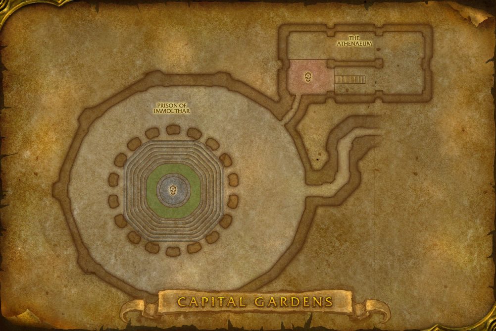 Dire Maul map with 2 boss locations