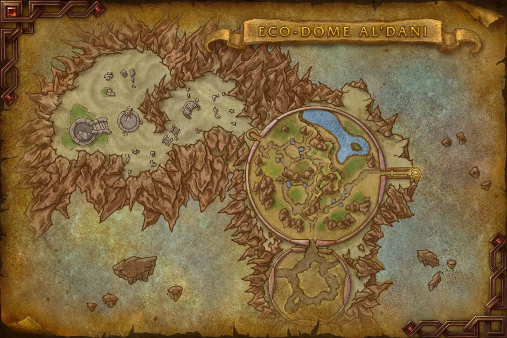 Eco-Dome Al'dani map with 3 boss locations