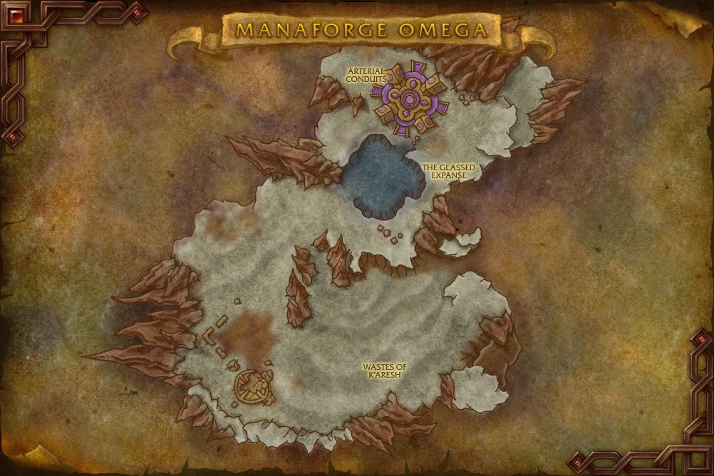 Manaforge Omega map with 2 boss locations