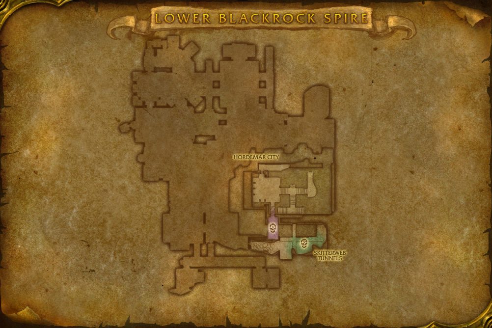 Blackrock Spire map with 2 boss locations