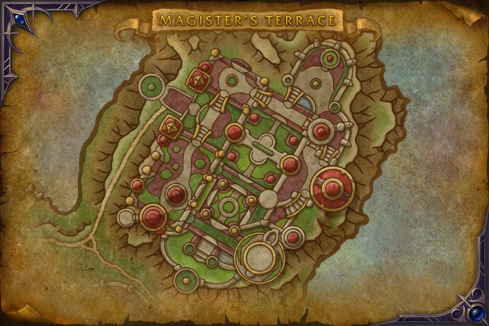 Magisters' Terrace map with 2 boss locations