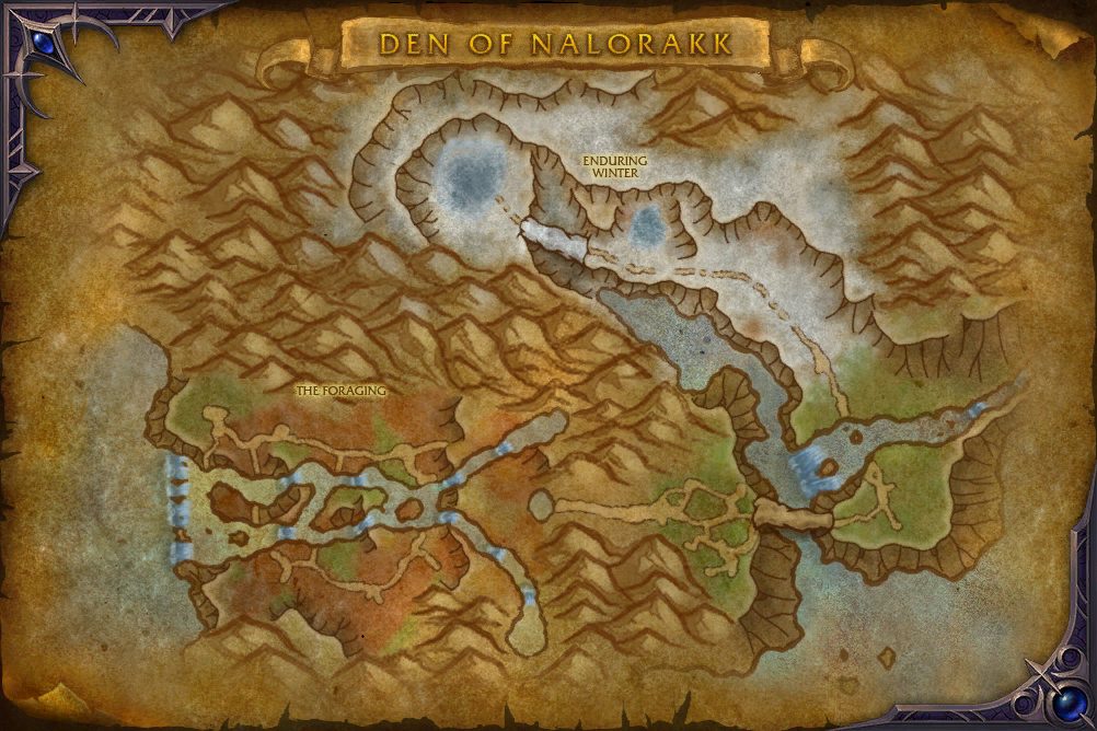 Den of Nalorakk map with 2 boss locations