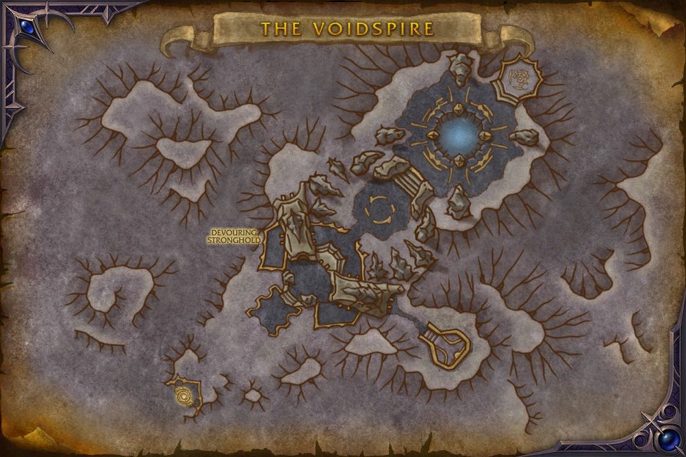 The Voidspire map with 5 boss locations