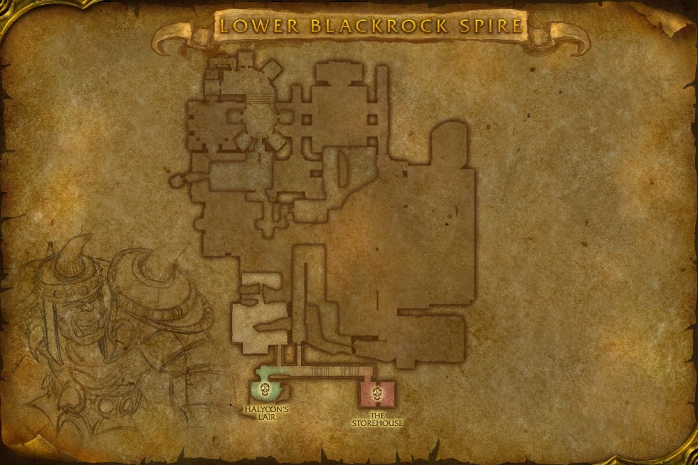 Blackrock Spire map with 3 boss locations